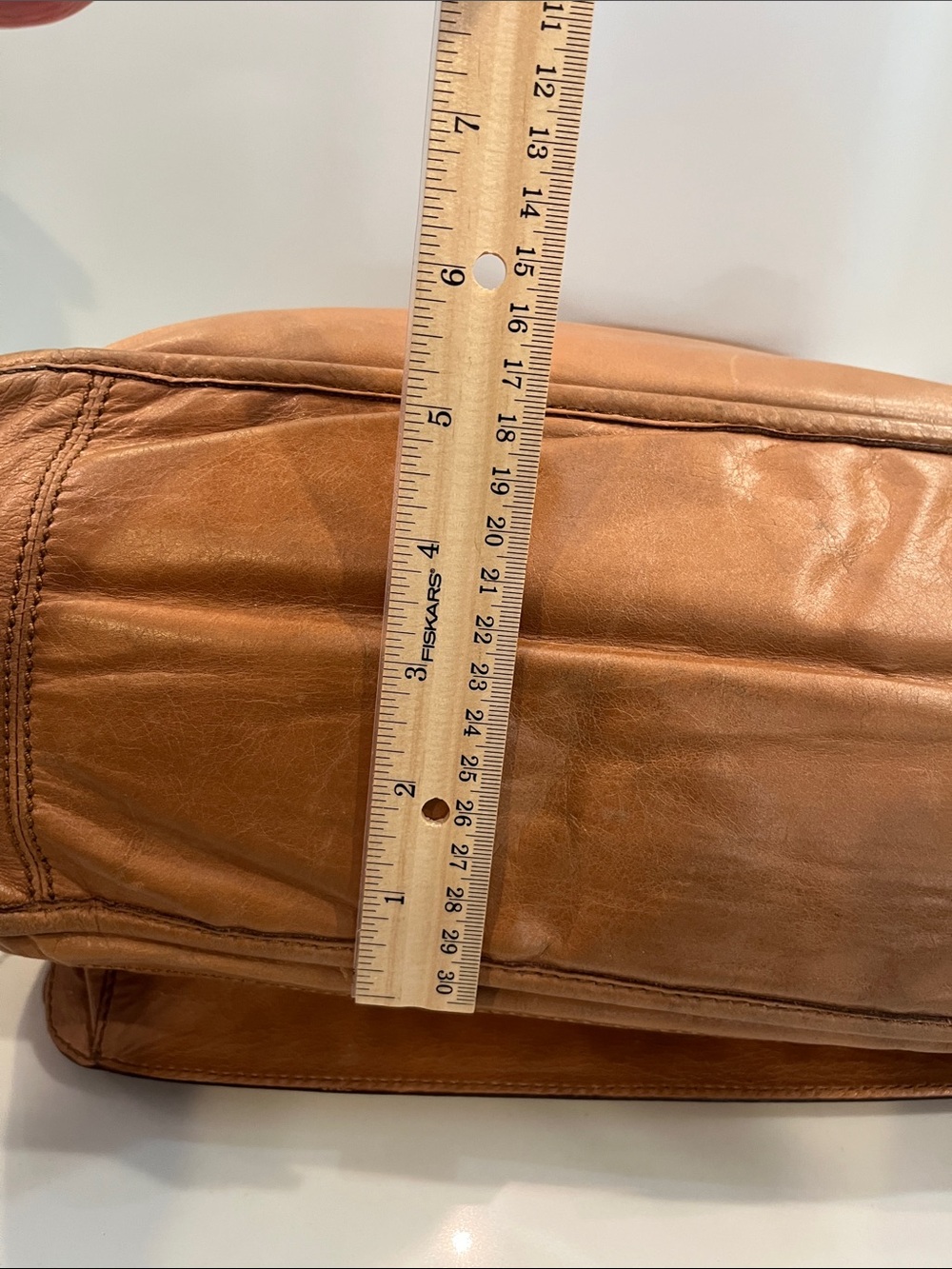 Chloe Leather Camel Shoulder Bag with Double Buckle Detail. Made in Italy. Roomy - Picture 5 of 16